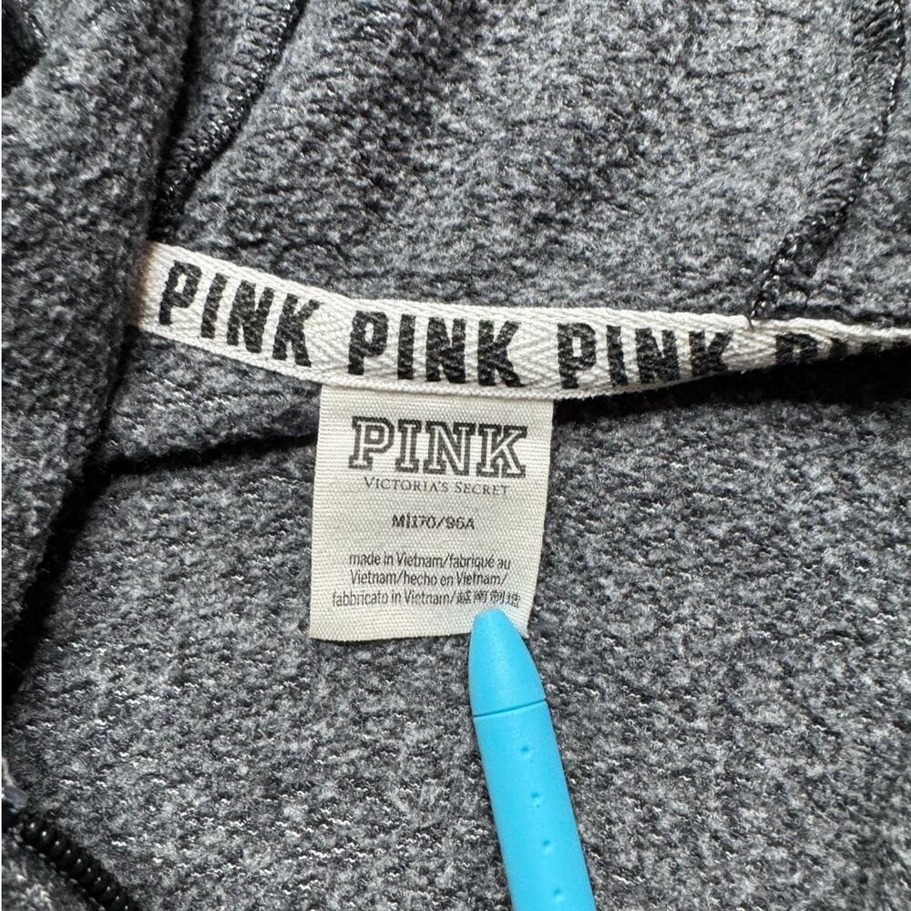 VS PINK Y2K Snap Sleeve Zip Hoodie Gray Medium - Picture 9 of 14